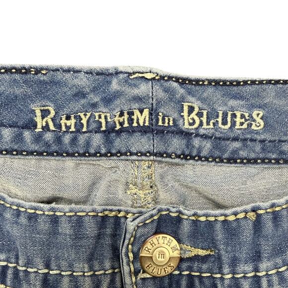 Rhythm in Blues Embroidered Pockets Stretch Blue Jeans Size 14 Reg‎ *(36x29)* - Picture 4 of 13